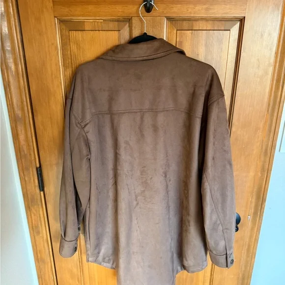 Anthropologie Pilcro Tillie Faux Suede Shacket cocoa size M - Picture 7 of 7